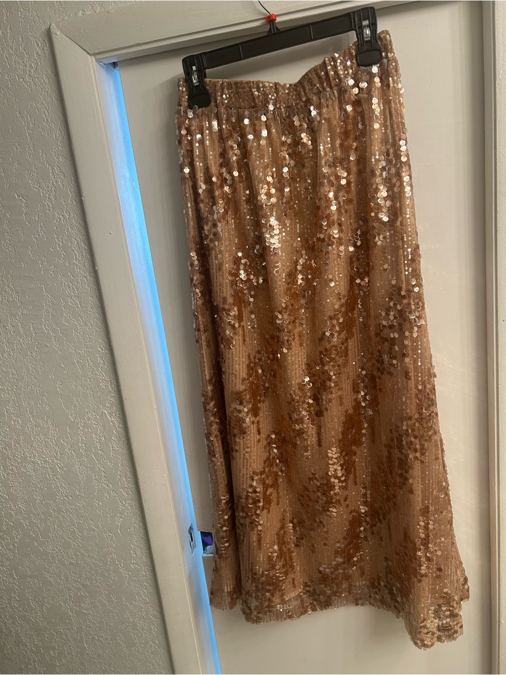 Zara Sequin Midi Skirt in Gold-Tone